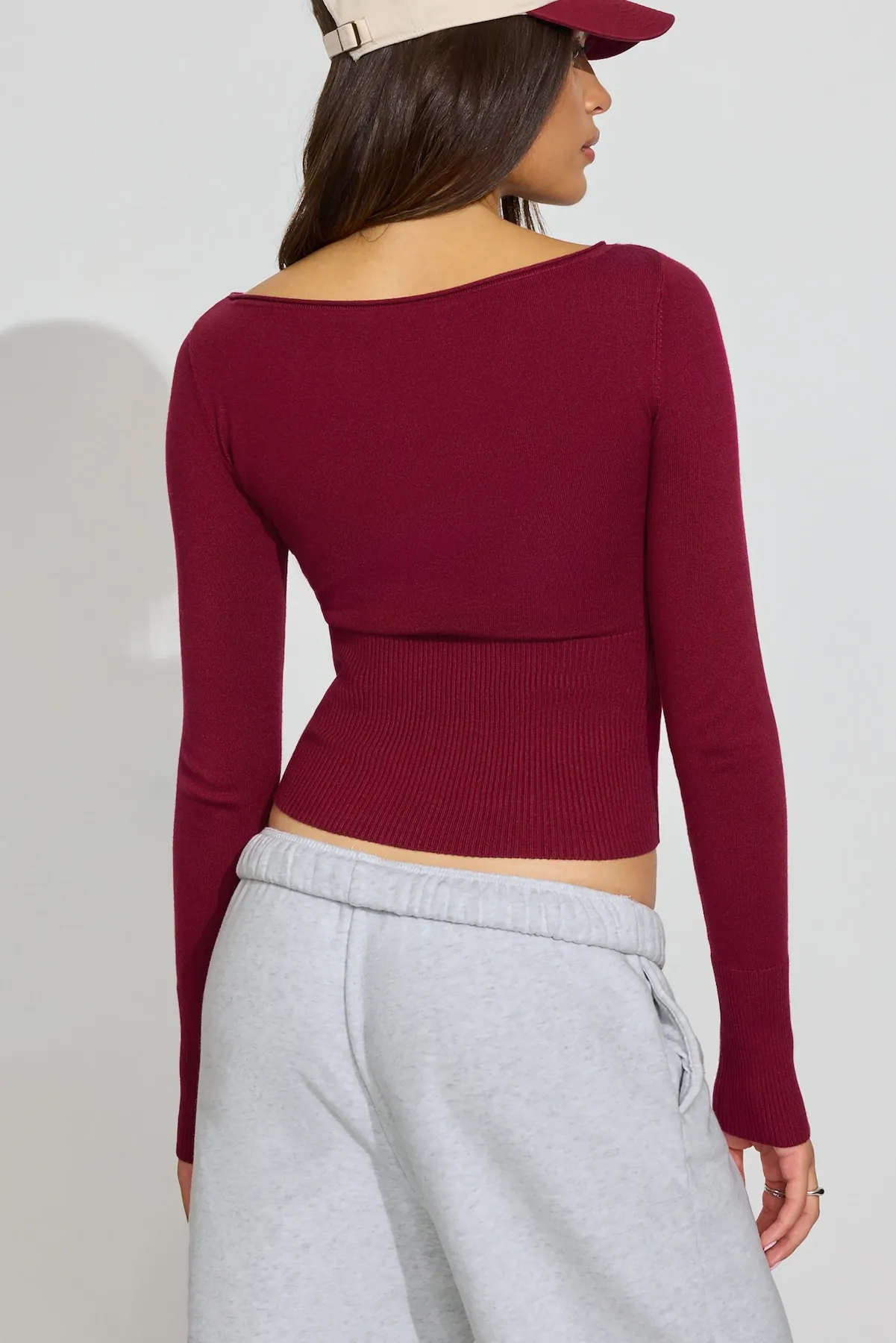 Ryan Fitted Boatneck Sweater - Garage - Burgundy - Women Clothing sold by Garage product image thumbnail 3