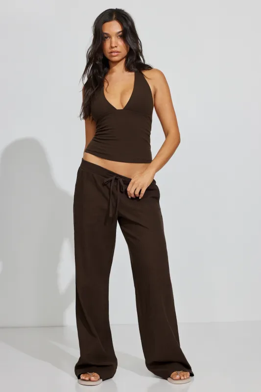 Linen Ribbed Waistband Pull-On Pants made by Garage