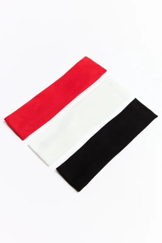 Set of 3 Stretchy Headbands - Garage - Red - Women Clothing made by Garage