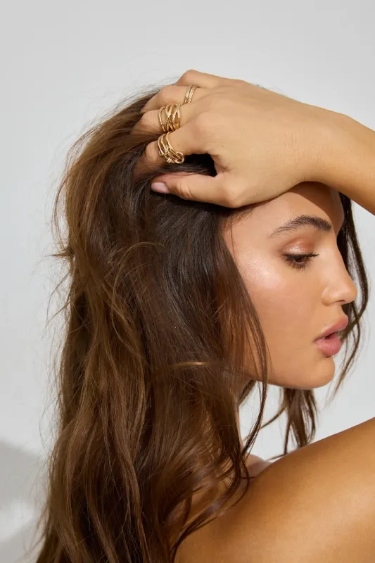 Set of 7 Modern Rings - Garage - Yellow - Women Clothing made by Garage