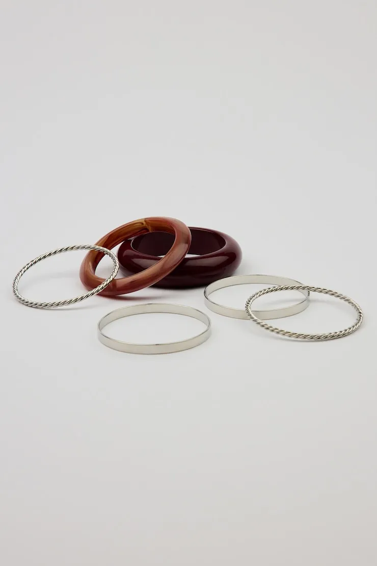 Set of 6 Resin & Clean Metal Bangles - Garage - Red - Women Clothing sold by Garage product image thumbnail 2