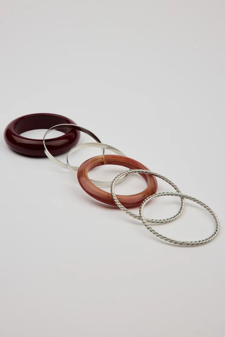 Set of 6 Resin & Clean Metal Bangles - Garage - Red - Women Clothing sold by Garage product image thumbnail 3