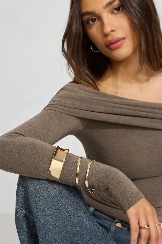 Set of 3 Convex & Wave Bangles - Garage - Yellow - Women Clothing made by Garage
