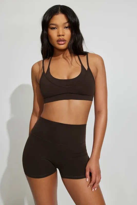 Active Layered Halter Bra - Garage - Brown - Women Clothing made by Garage