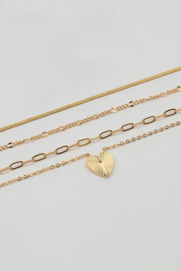 Set of 4 Heart & Chain Necklaces - Garage - Yellow - Women Clothing sold by Garage product image thumbnail 2