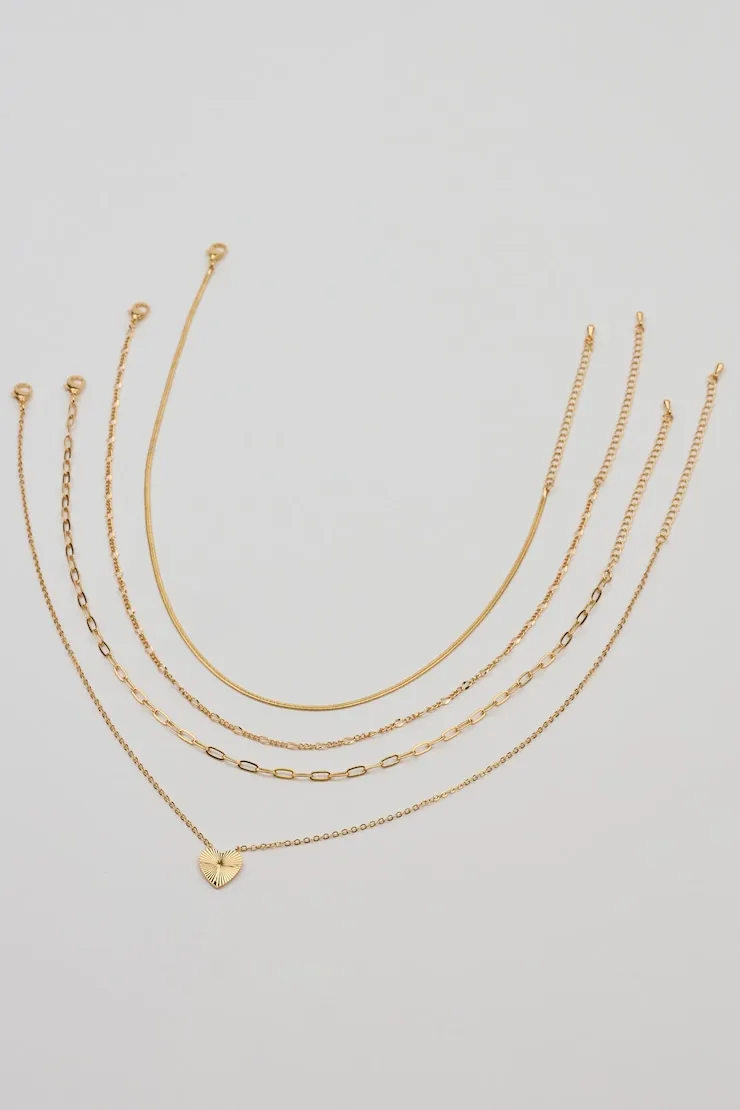 Set of 4 Heart & Chain Necklaces - Garage - Yellow - Women Clothing sold by Garage product image thumbnail 4