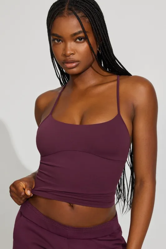 Sleek Underbust Crossback Cami Top - Garage - Burgundy - Women Clothing made by Garage