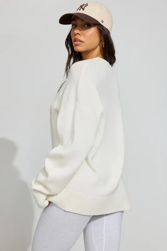 Roxy Long Sleeve Supersoft Crewneck Sweater - Garage - White - Women Clothing made by Garage