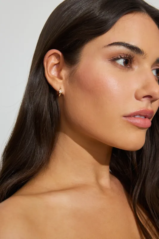 3 Pack Mini Stars & Gem Hoop Earrings - Garage - White - Women Clothing made by Garage