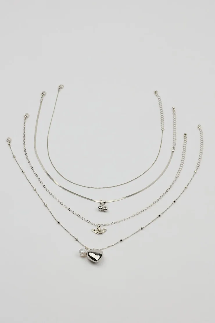 Set of 4 Angel and Cherry Pendant Necklaces - Garage - Grey - Women Clothing sold by Garage product image thumbnail 3