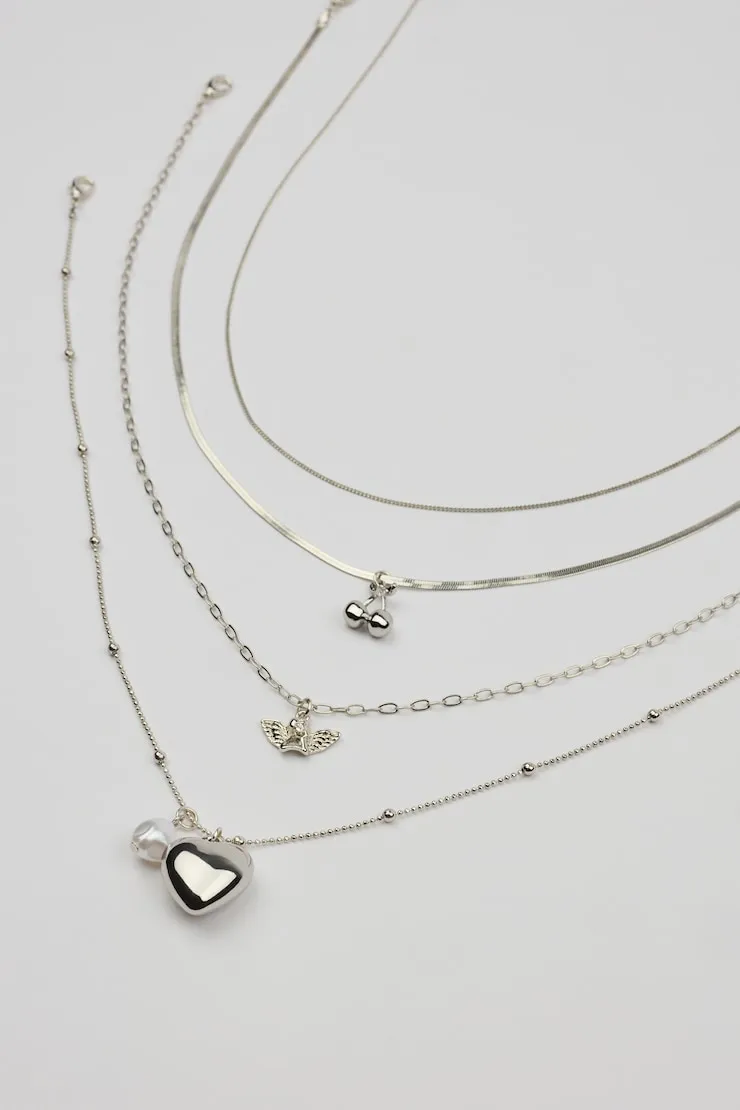 Set of 4 Angel and Cherry Pendant Necklaces - Garage - Grey - Women Clothing sold by Garage product image thumbnail 4