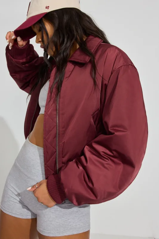 Bomber Jacket - Garage - Burgundy - Women Clothing made by Garage