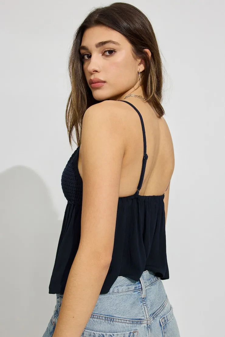 Mix Media Tank Top - Garage - Navy - Women Clothing sold by Garage product image thumbnail 3