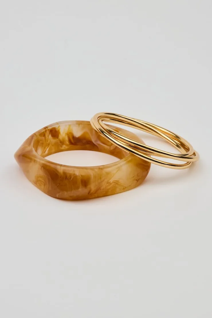 Set of 4 Resin & Clean Twist Bangles - Garage - Brown - Women Clothing sold by Garage product image thumbnail 2