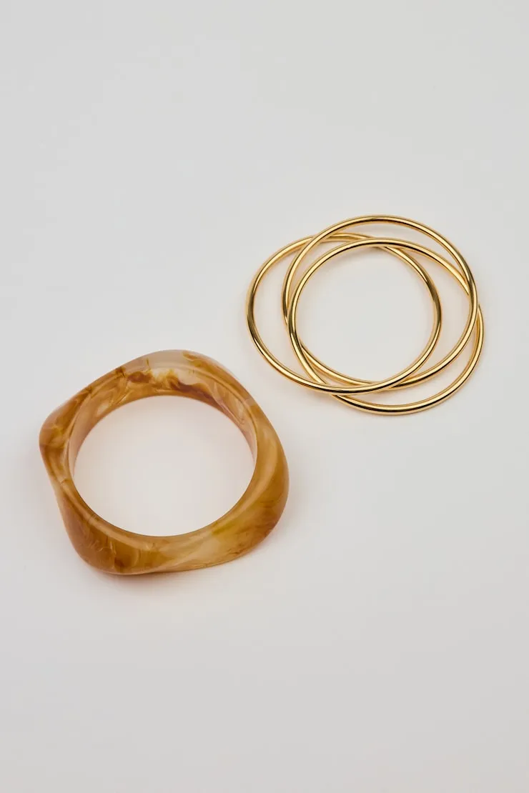 Set of 4 Resin & Clean Twist Bangles - Garage - Brown - Women Clothing sold by Garage product image thumbnail 3