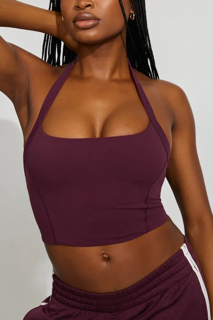 Active Portrait Halter Top - Garage - Burgundy - Women Clothing sold by Garage