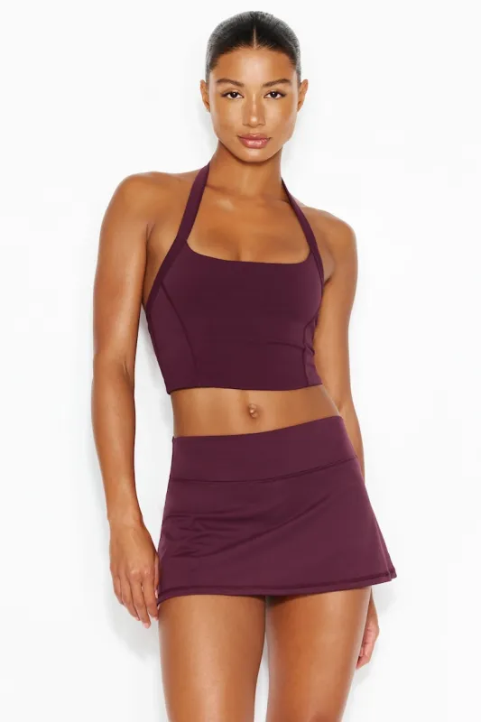 Active Low Rise A-Line Waistband Micro Skort - Garage - Burgundy - Women Clothing made by Garage