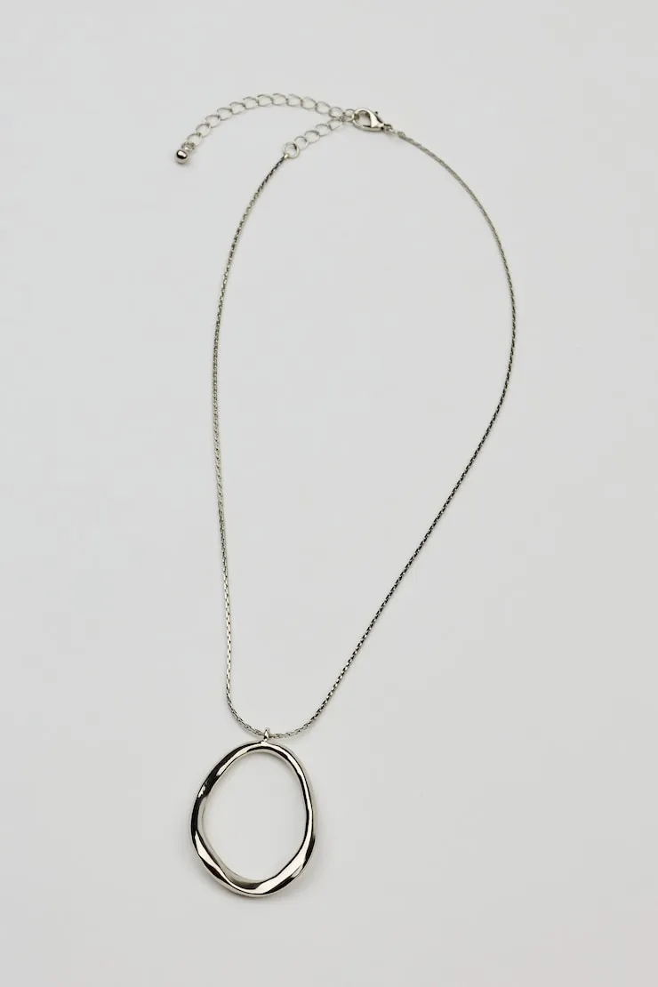Hammered Single Oval Necklace - Garage - Grey - Women Clothing sold by Garage product image thumbnail 2