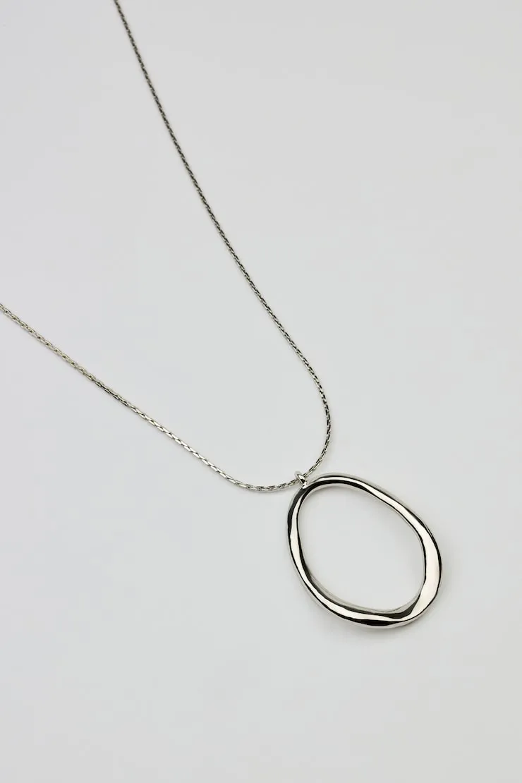 Hammered Single Oval Necklace - Garage - Grey - Women Clothing sold by Garage product image thumbnail 3
