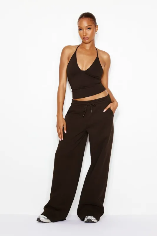UltraFleece Wide Leg Sweatpants - Garage - Brown - Women Clothing made by Garage