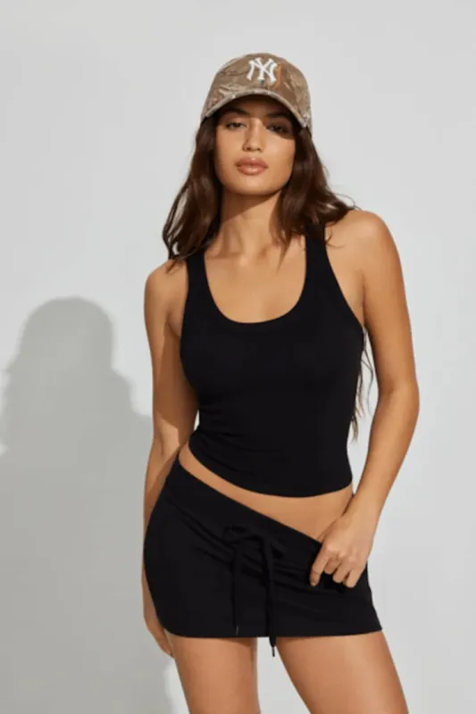Scoop Neck Cotton Cami Top - Garage - Black - Women Clothing made by Garage