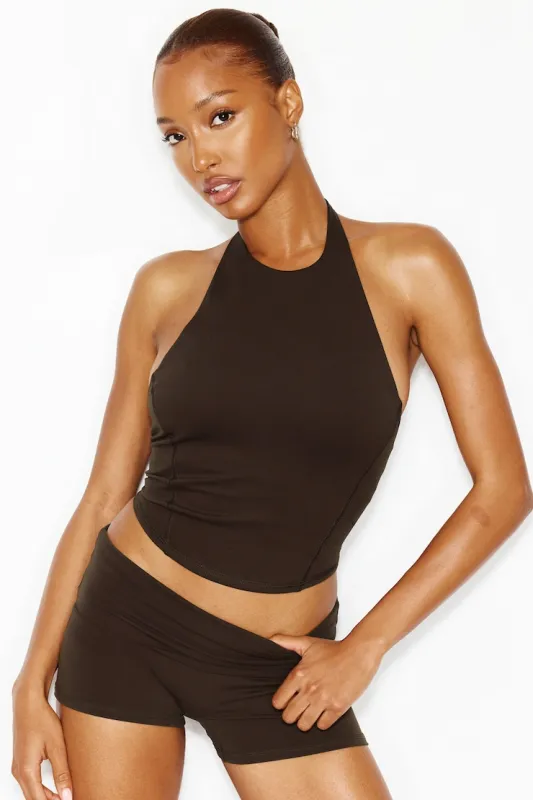 Active High Neck Tank Top - Garage - Brown - Women Clothing made by Garage