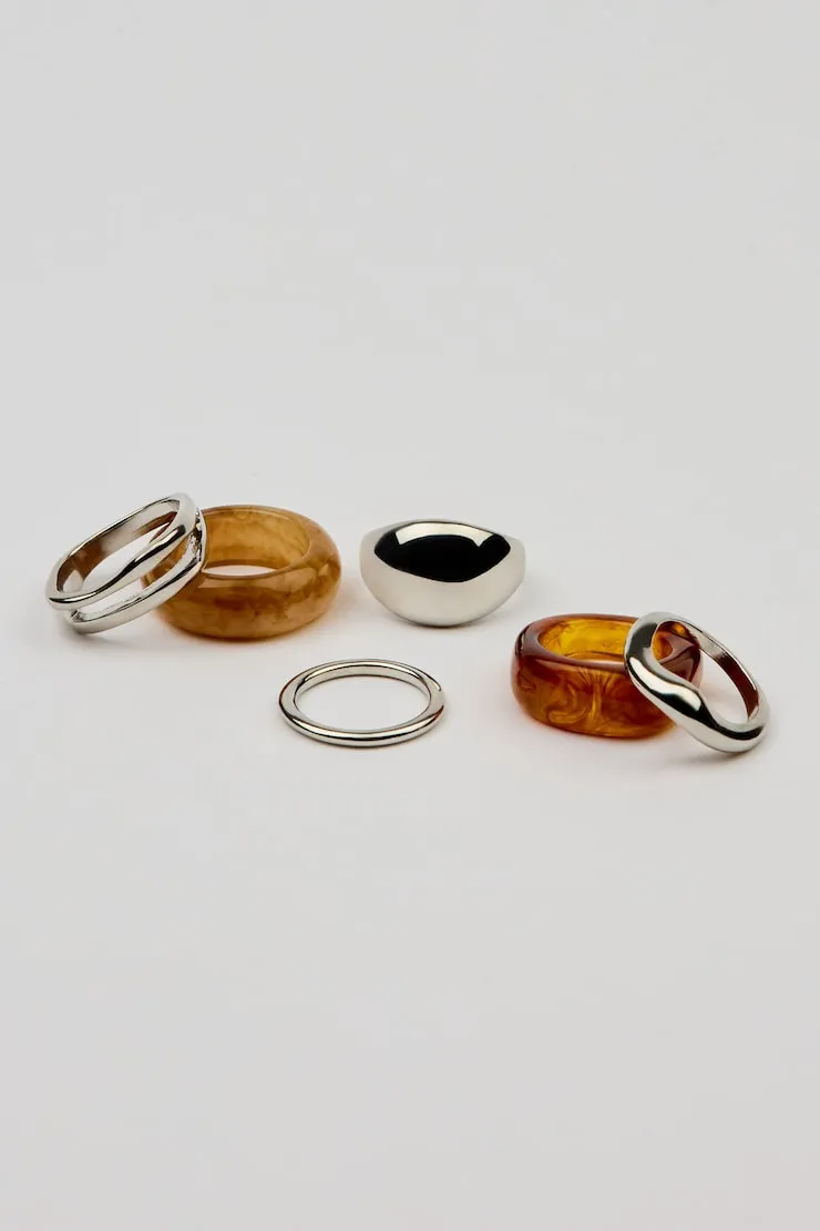 Set of 6 Resin & Dome Rings - Garage - Brown - Women Clothing sold by Garage product image thumbnail 2
