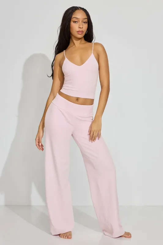 Chenille Low Rise Pants - Garage - Pink - Women Clothing made by Garage