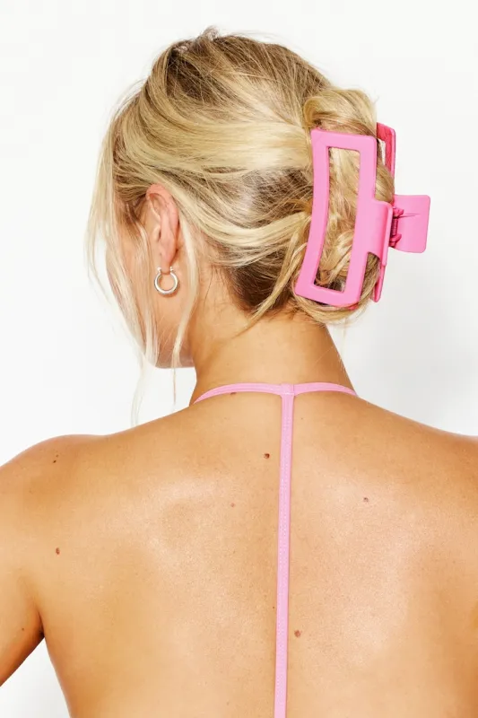 Oversized Rectangle Claw Clip - Garage - Pink - Women Clothing made by Garage