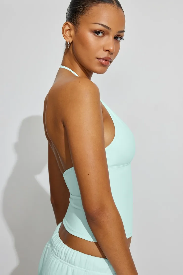 Sleek Plunge Halter Top - Garage - Blue - Women Clothing sold by Garage product image thumbnail 3
