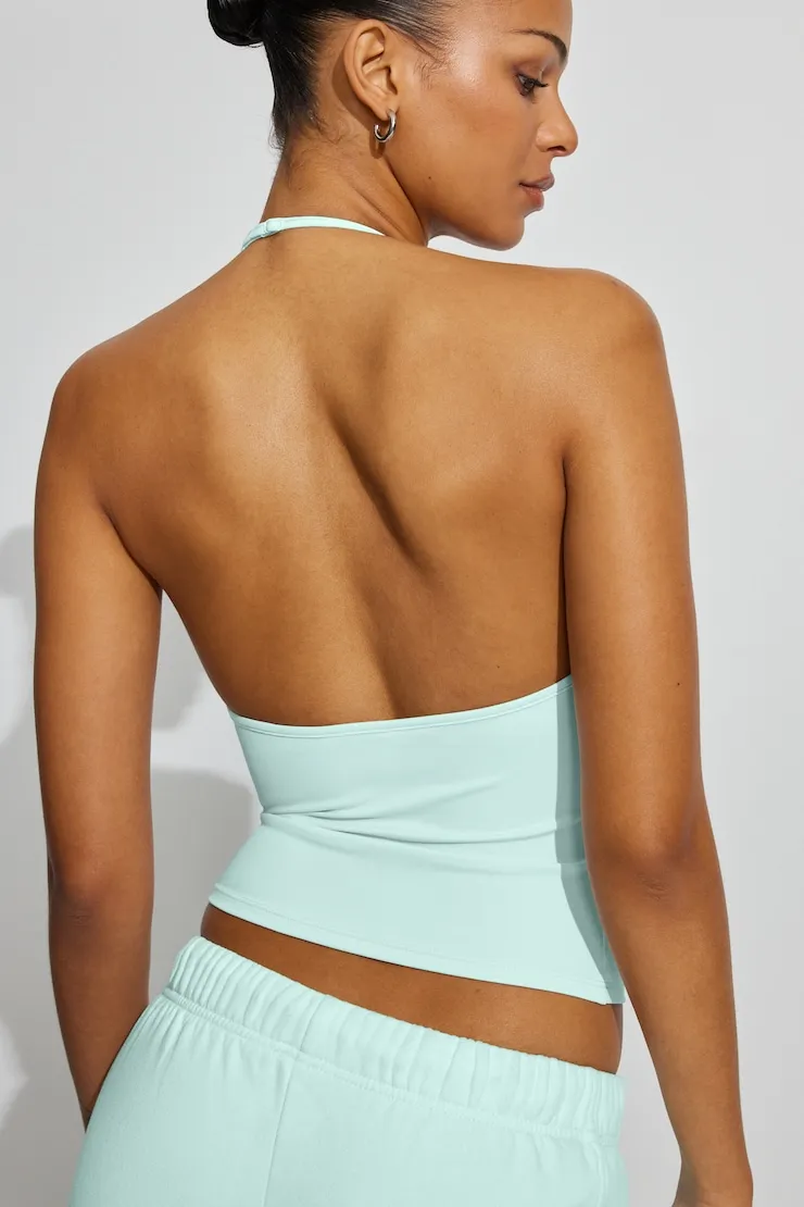 Sleek Plunge Halter Top - Garage - Blue - Women Clothing sold by Garage product image thumbnail 5