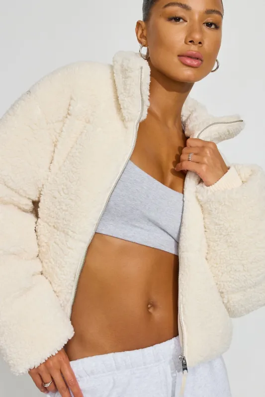 Sherpa Puffer Jacket - Garage - Beige - Women Clothing made by Garage