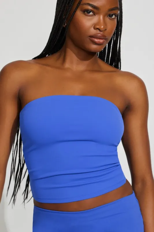 Sleek Longline Tube Top - Garage - Blue - Women Clothing made by Garage