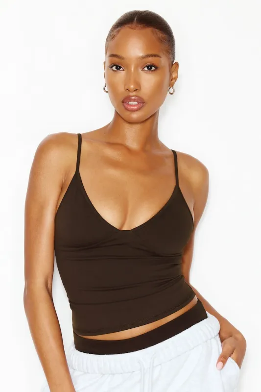 Active Plunge Cami Top - Garage - Brown - Women Clothing made by Garage