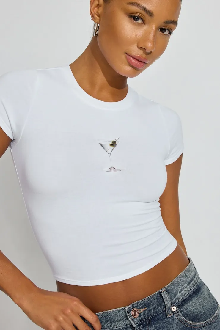 SuperSoft Cropped Crewneck T-Shirt - Garage - White - Women Clothing sold by Garage