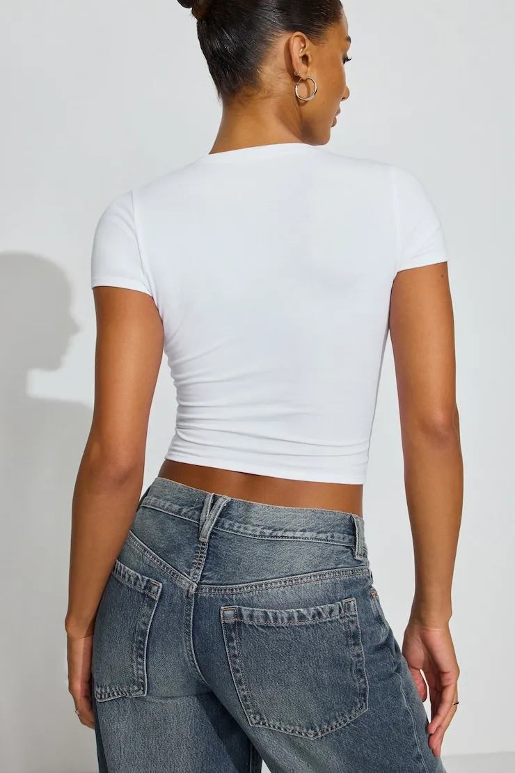 SuperSoft Cropped Crewneck T-Shirt - Garage - White - Women Clothing sold by Garage product image thumbnail 3