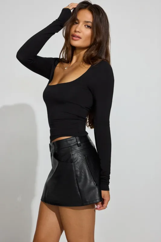 Faux Leather Micro Skort - Garage - Black - Women Clothing made by Garage