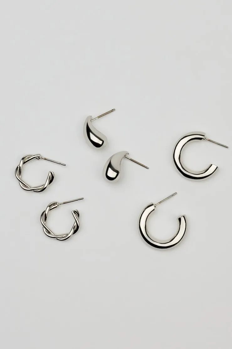 3 Pack of Twist Drop and Hoop Earrings - Garage - Grey - Women Clothing sold by Garage product image thumbnail 2