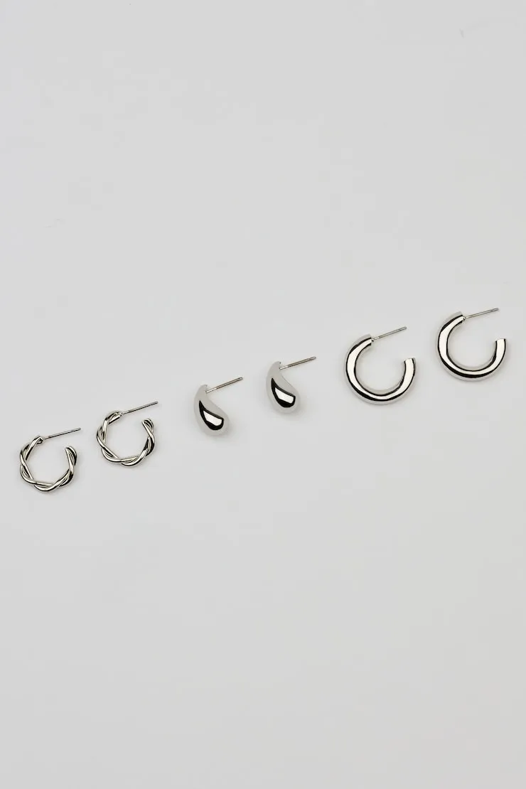 3 Pack of Twist Drop and Hoop Earrings - Garage - Grey - Women Clothing sold by Garage product image thumbnail 3
