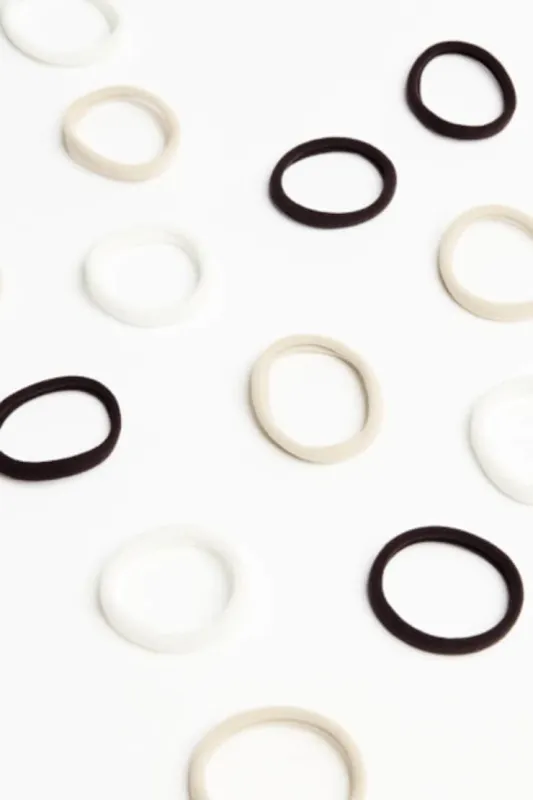Pack of 18 Seamless Hair Elastics - Garage - White - Women Clothing made by Garage