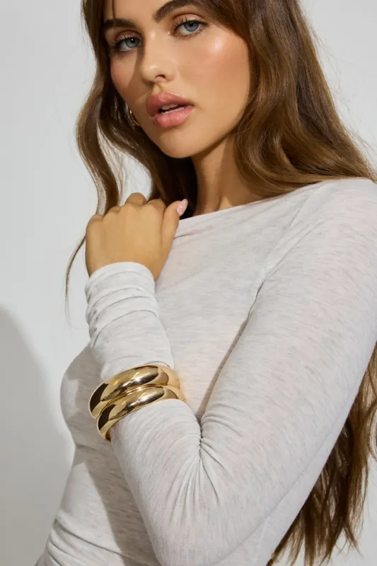 2 Pack Wide Rounded Bangles - Garage - Yellow - Women Clothing made by Garage