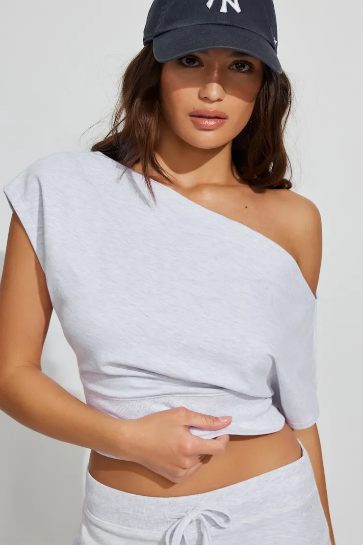 StretchTerry™ Off Shoulder Top - Garage - Greys - Women Clothing sold by Garage product image thumbnail 2