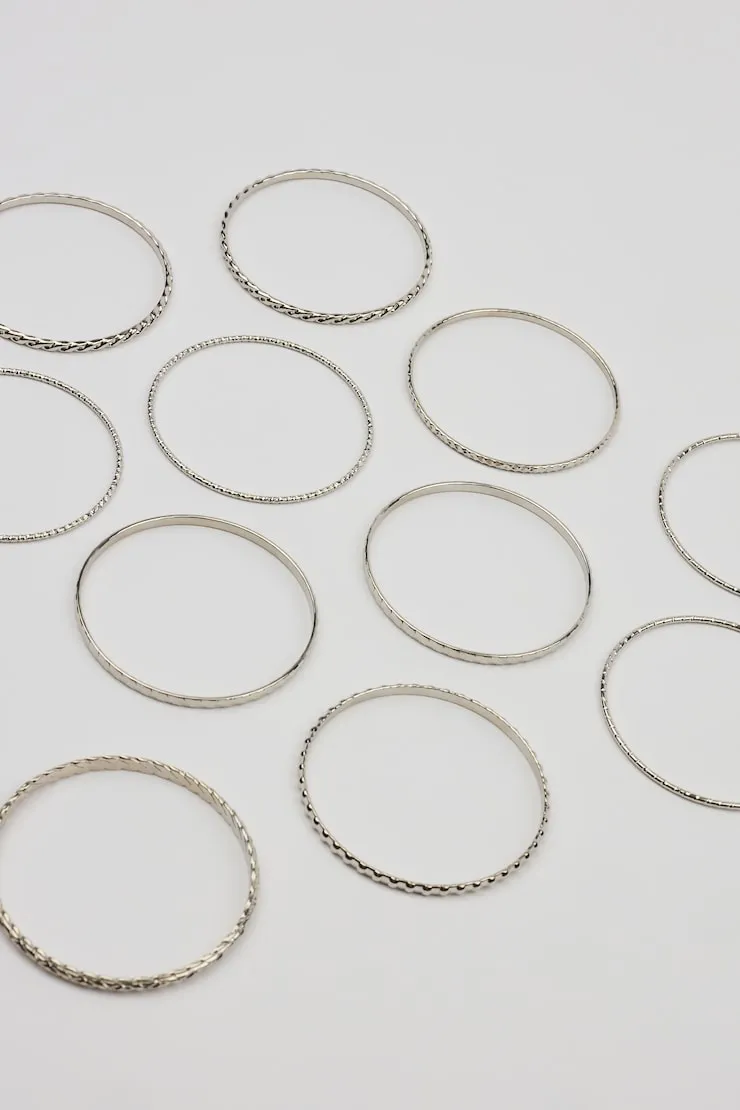 Set of 11 Textured Bangles - Garage - Grey - Women Clothing sold by Garage product image thumbnail 4