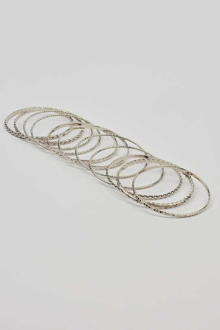Set of 11 Textured Bangles - Garage - Grey - Women Clothing sold by Garage product image thumbnail 5