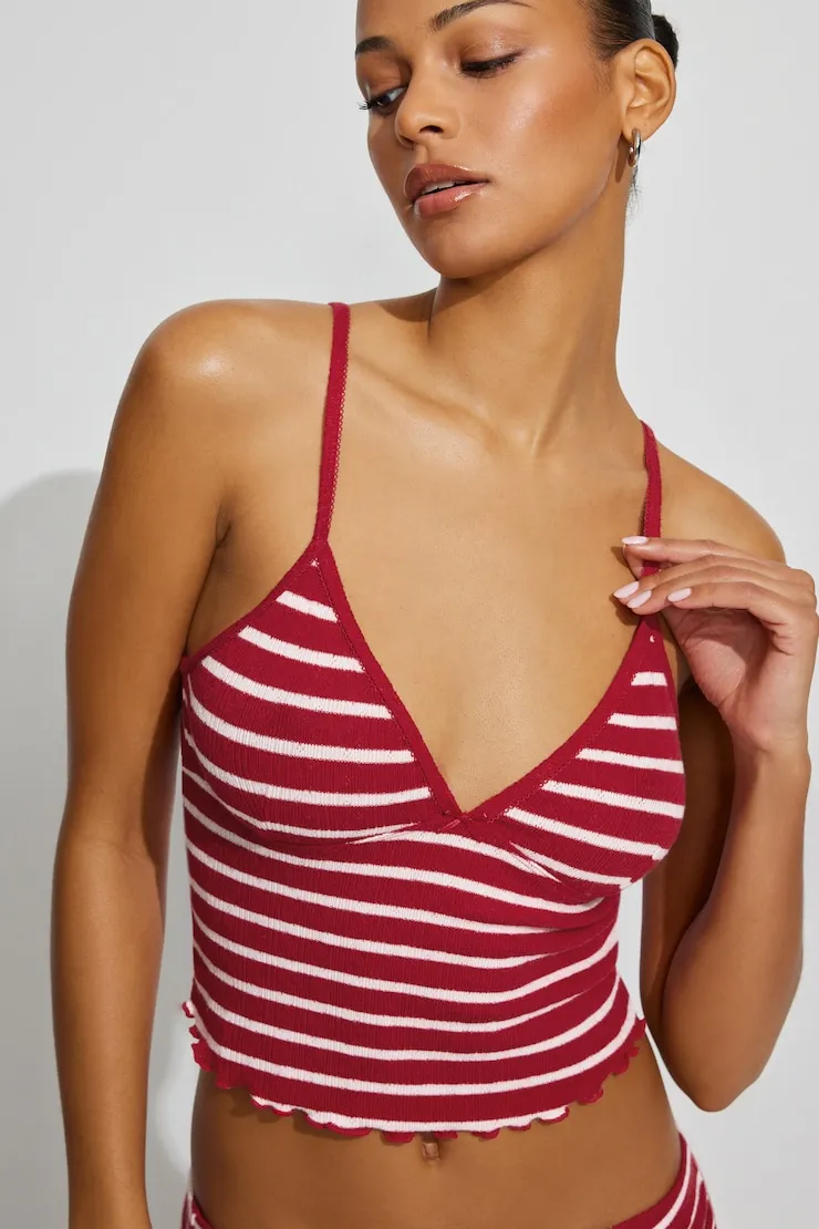 Pointelle Cami Top - Garage - Red - Women Clothing sold by Garage
