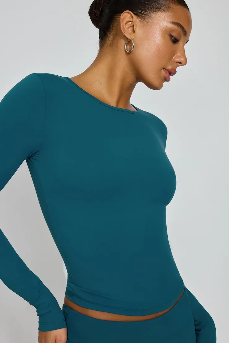 Sleek Crewneck Long Sleeve Top - Garage - Blue - Women Clothing sold by Garage
