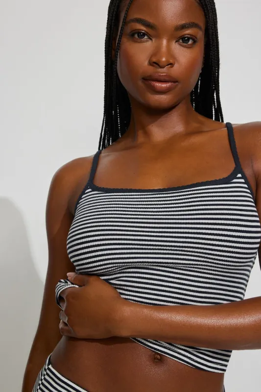 Waffle Scoop Neck Cami Top - Garage - Navy - Women Clothing made by Garage