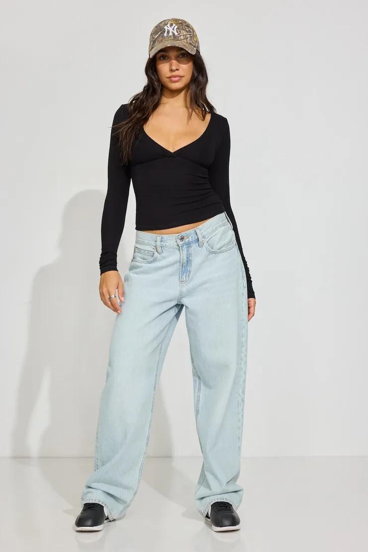 Crossover Long Sleeve Top - Garage - Black - Women Clothing sold by Garage product image thumbnail 2