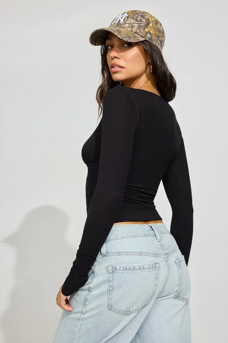 Crossover Long Sleeve Top - Garage - Black - Women Clothing sold by Garage product image thumbnail 4