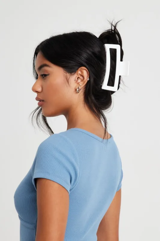 Oversized Rectangle Claw Clip - Garage - White - Women Clothing made by Garage